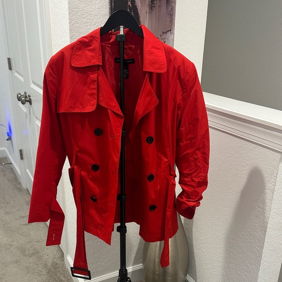 New York & Company Jackets & Blazers - New York & Company Short Red Trench Coat